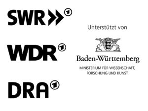 Die Logos des SWR, WDR, DRA und des Ministeriums für Wissenschaft, Forschung und Kunst Baden-Württemberg