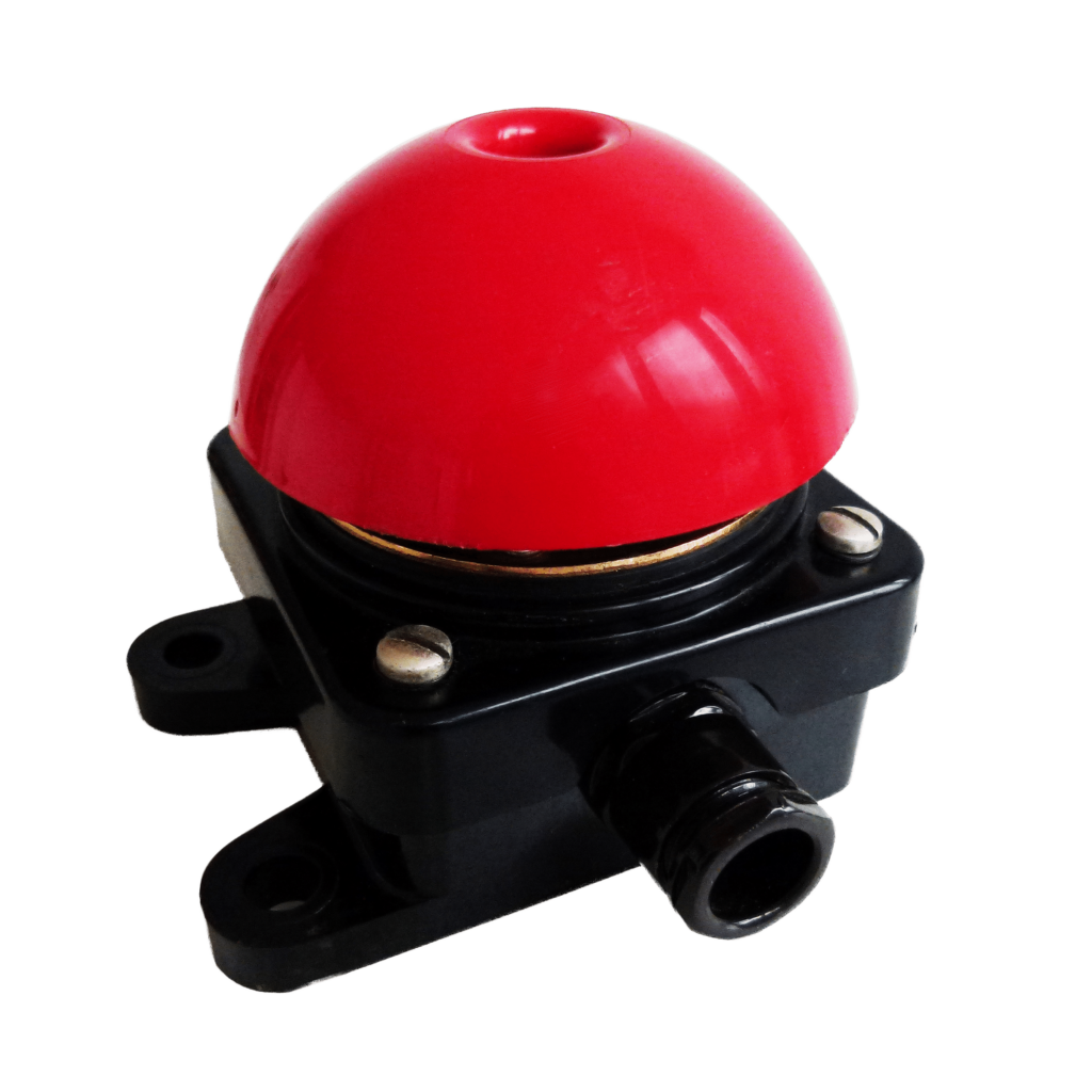 Roter Knopf zum Start des Farbfernsehens